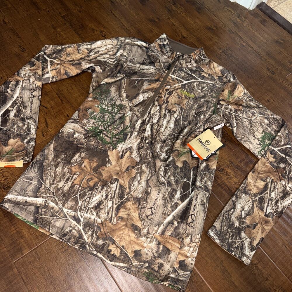 Magellan Outdoors Hunt Gear Boys Youth XL Realtree Edge Camo 1/4 Zip Pullover